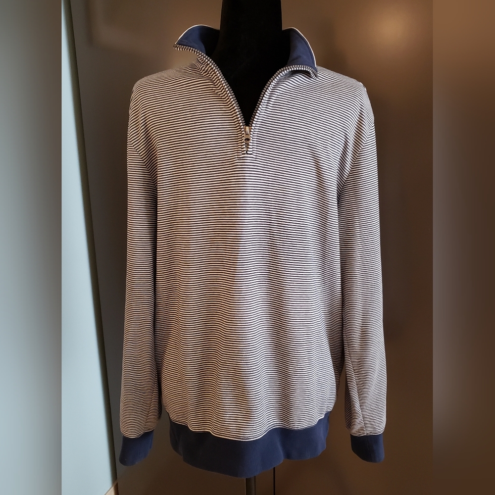 🔥 CHAPS striped quarter-zip pullover